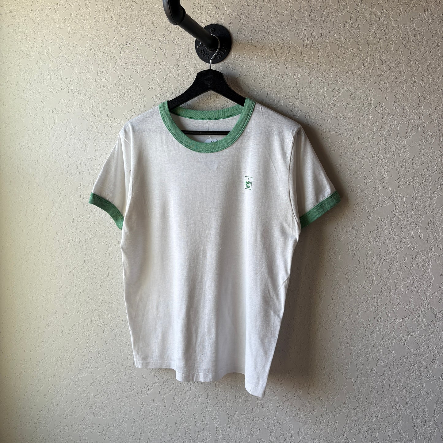 Vintage 1970s Mint Green Kelly Tires Ringer Tee : Medium