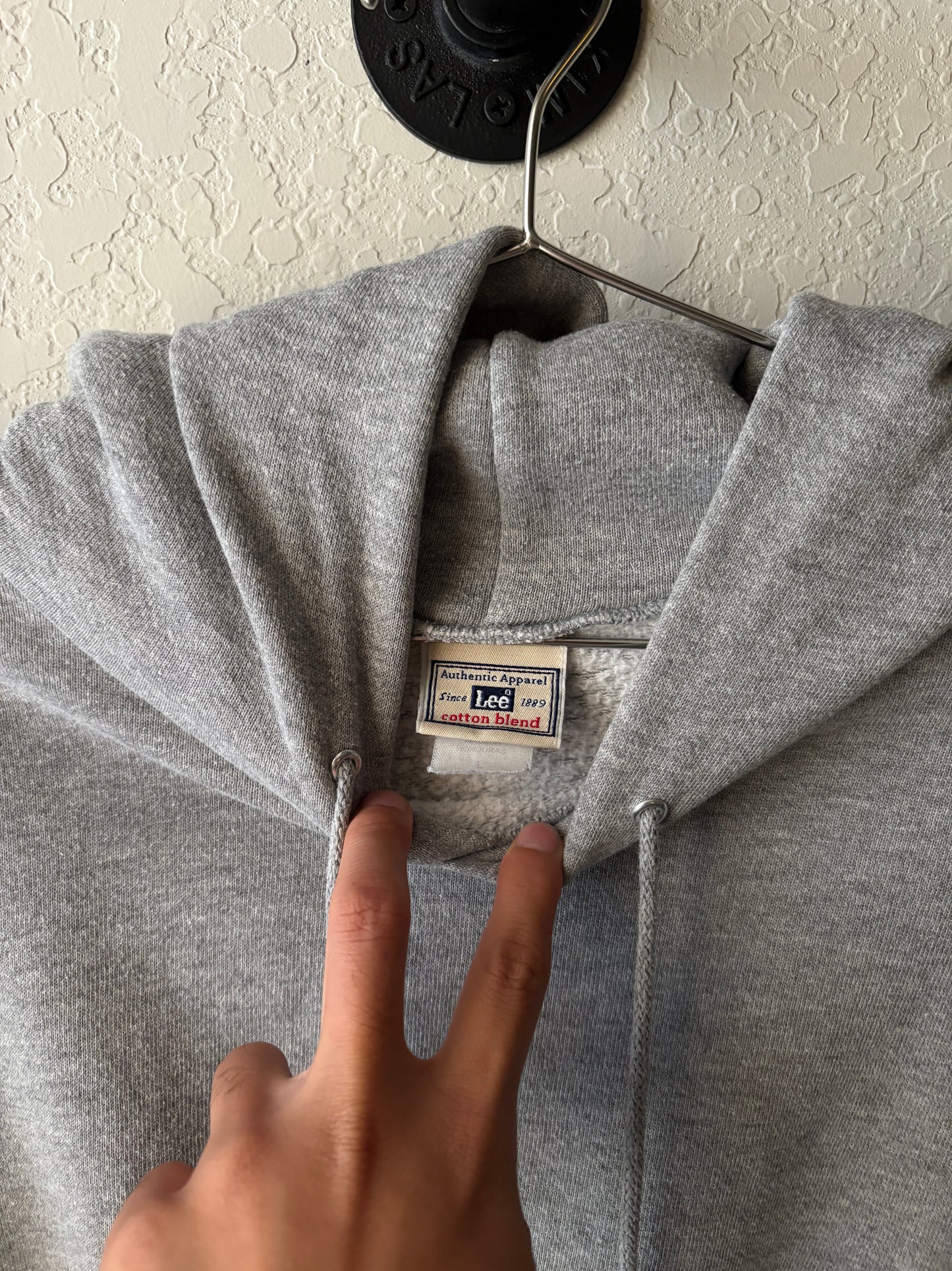 Vintage 1990s Lee Blank Gray Hoodie : Large