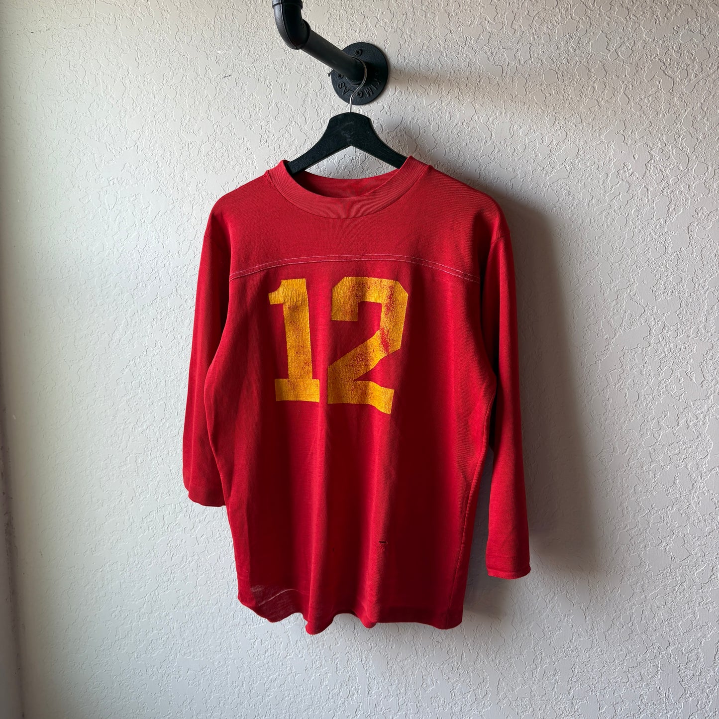 Vintage 1970s All Cotton Red 12 Football Jersey : Medium