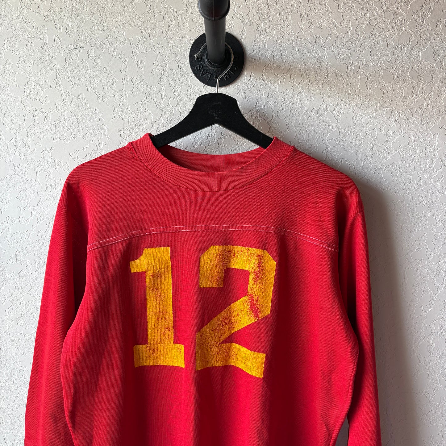 Vintage 1970s All Cotton Red 12 Football Jersey : Medium