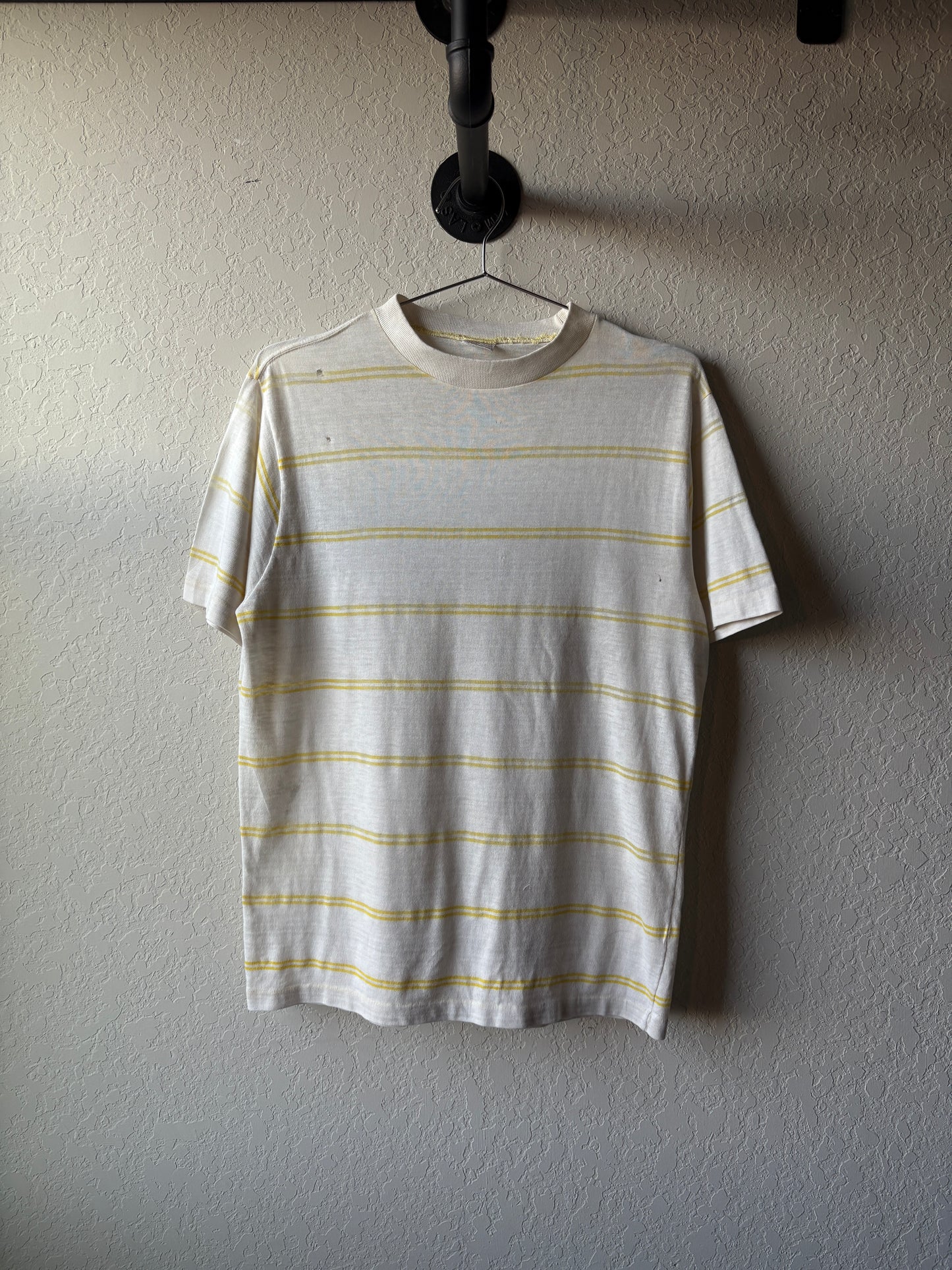 Vintage 1970s Yellow and White Sears Striped Shirt : Medium