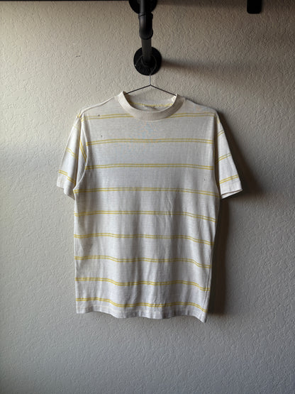 Vintage 1970s Yellow and White Sears Striped Shirt : Medium