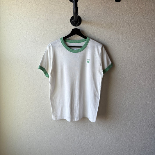 Vintage 1970s Mint Green Kelly Tires Ringer Tee : Medium
