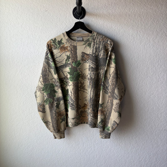 Vintage 1990s Jerzeez Real Tree Camo Crewneck : Medium