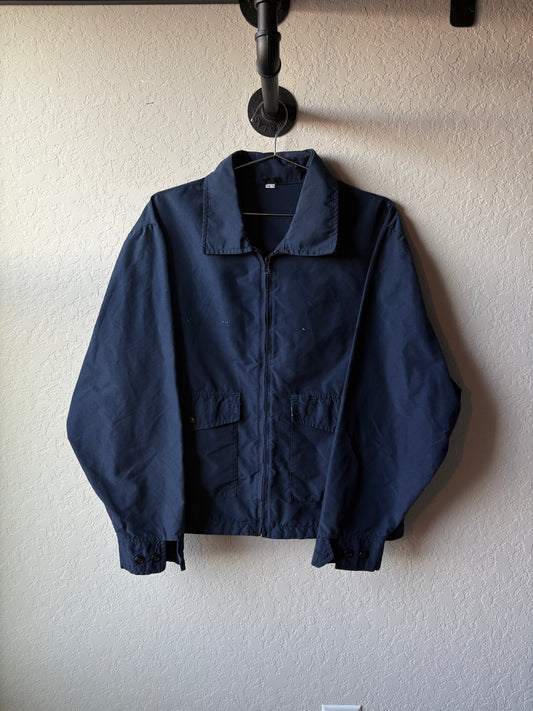 Vintage 1970s Unbranded Navy Work Jacket : Large