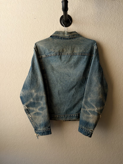 Vintage Faded and Thrashed Unbranded Denim Jacket : Medium