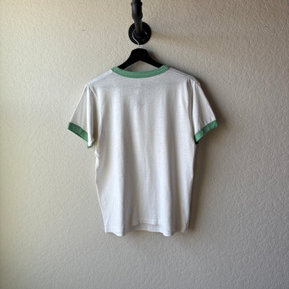 Vintage 1970s Mint Green Kelly Tires Ringer Tee : Medium
