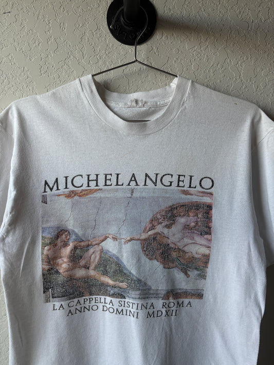 Vintage 1990s Michelangelo "Creation of Adam" Art Tee : Medium
