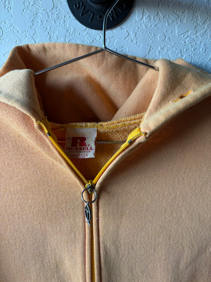 Vintage 1970s Russell Athletic Yellow Zip Up Hoodie : Medium