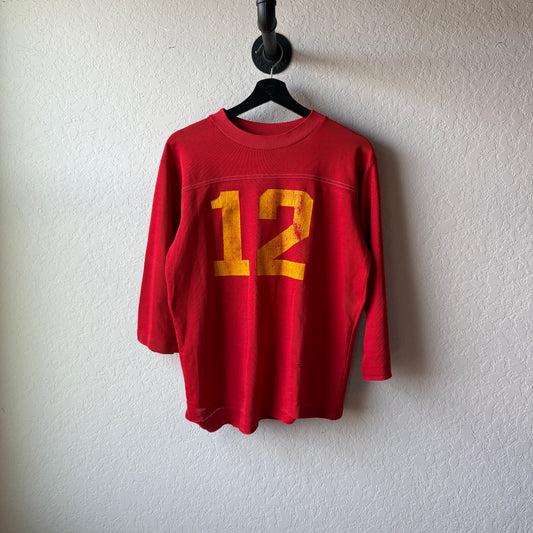 Vintage 1970s All Cotton Red 12 Football Jersey : Medium